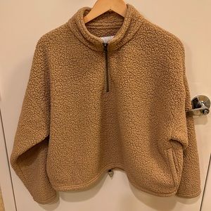 Used American Eagle Women’s L brown fuzzy jacket.